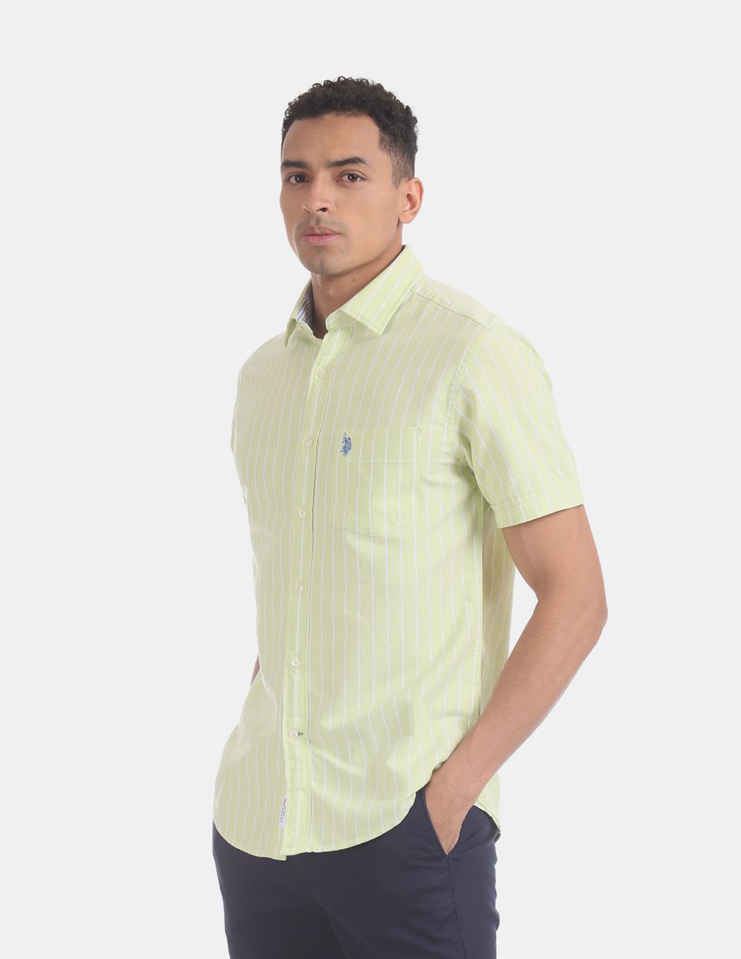 U.S.Polo Assn. Men Casual Wear Green Shirt